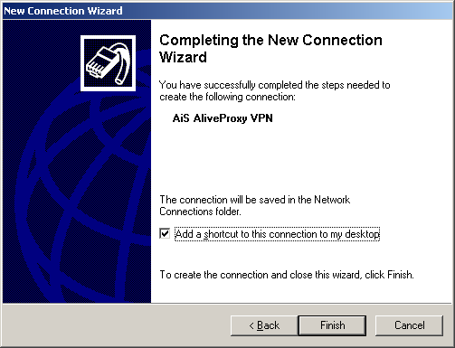 Completing vpn connection